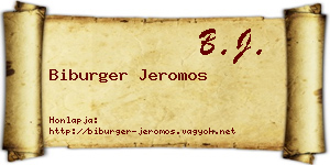 Biburger Jeromos névjegykártya